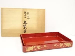 JAPANESE WAJIMA LACQUERED TRAY / CLEMATIS 